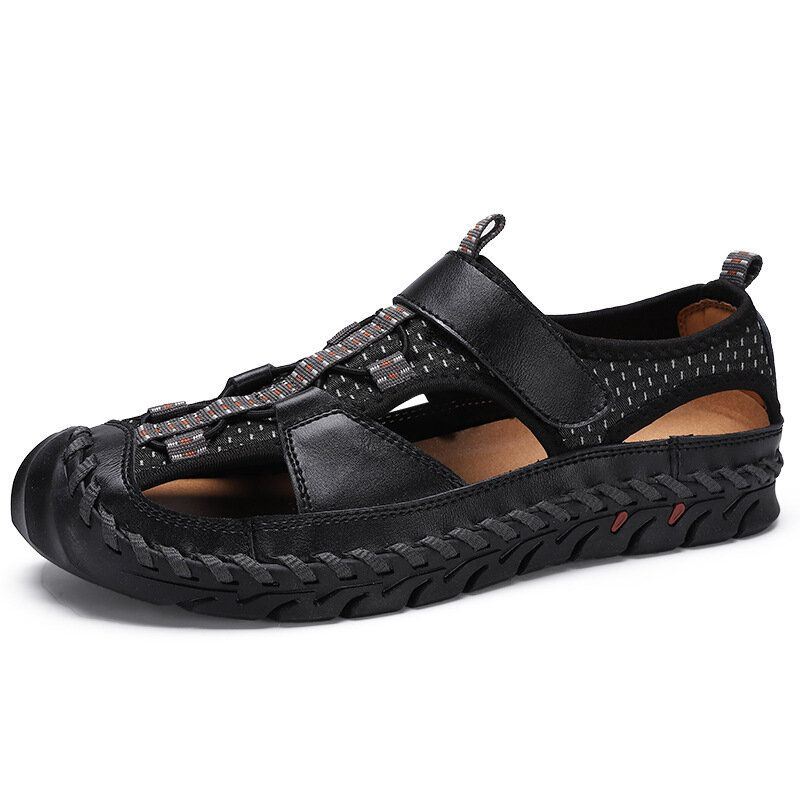 Heren Casual Ademend Mesh Zachte Bodem Handgestikte Sandalen