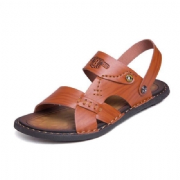 Heren Casual Ademende Leren Sandalen In Twee Richtingen