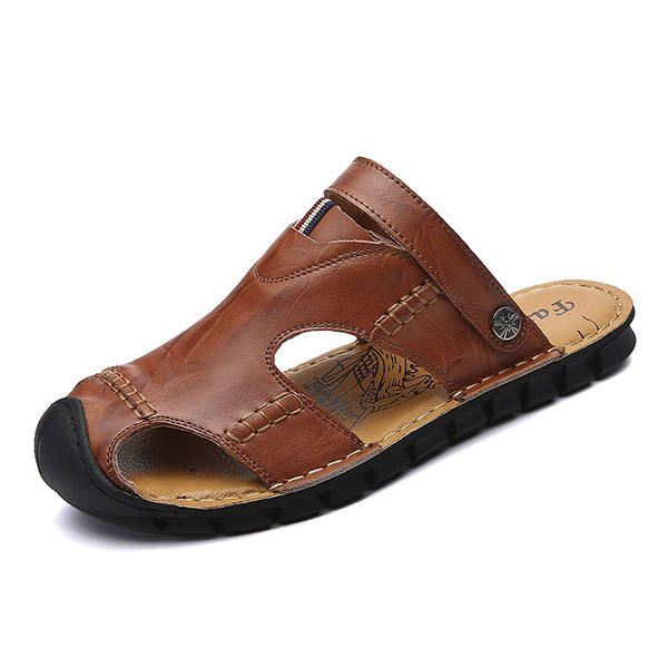 Heren Casual Soft Anti Collision Teen Lederen Sandalen