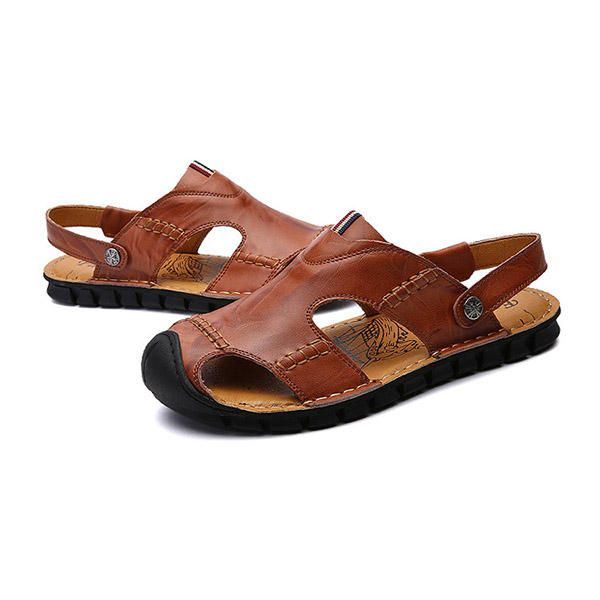 Heren Casual Soft Anti Collision Teen Lederen Sandalen