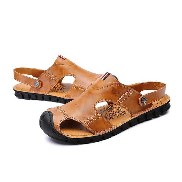 Heren Casual Soft Anti Collision Teen Lederen Sandalen