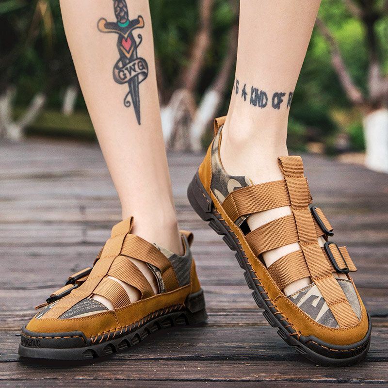 Heren Casual Zomer Klittenband Gesloten Teen Antislip Outdoor Sandalen