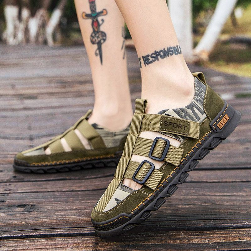 Heren Casual Zomer Klittenband Gesloten Teen Antislip Outdoor Sandalen