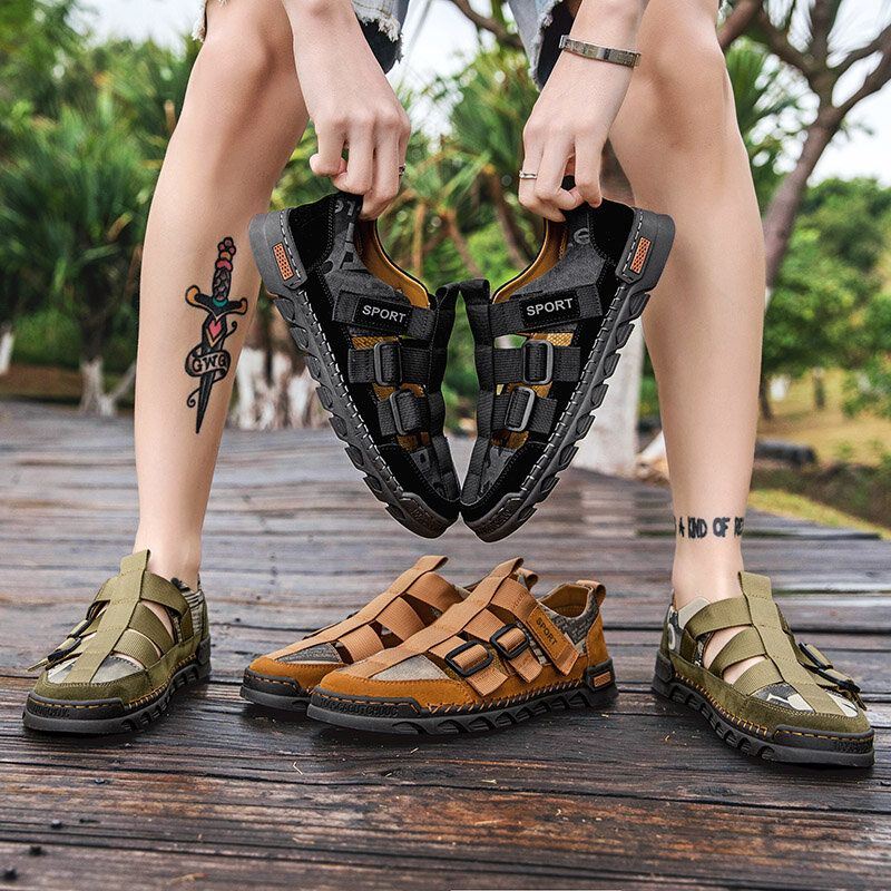 Heren Casual Zomer Klittenband Gesloten Teen Antislip Outdoor Sandalen