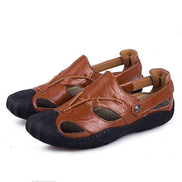 Heren Comfortabele Anti Collision Teen Lederen Sandalen Schoenen