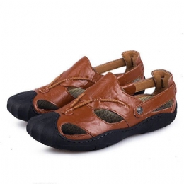 Heren Comfortabele Anti Collision Teen Lederen Sandalen Schoenen