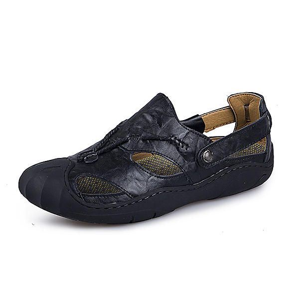 Heren Comfortabele Anti Collision Teen Lederen Sandalen Schoenen