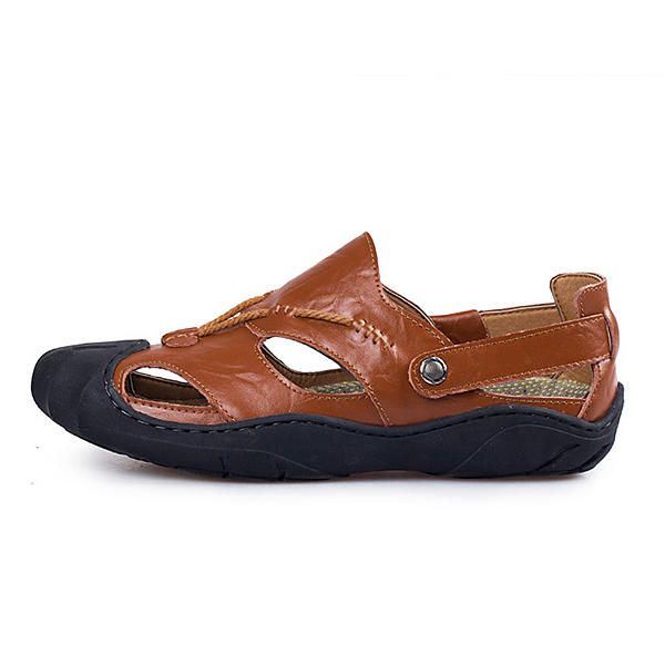 Heren Comfortabele Anti Collision Teen Lederen Sandalen Schoenen