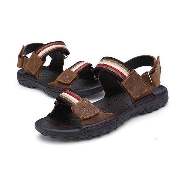 Heren Comfortabele Leren Klittenband Sandalen Strand Sandalen Schoenen