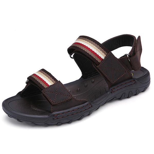 Heren Comfortabele Leren Klittenband Sandalen Strand Sandalen Schoenen