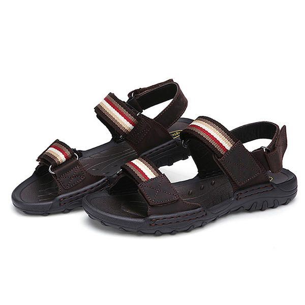 Heren Comfortabele Leren Klittenband Sandalen Strand Sandalen Schoenen