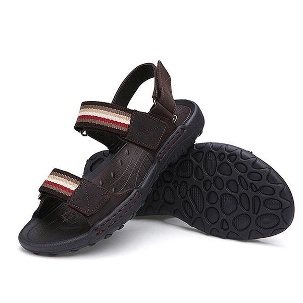 Heren Comfortabele Leren Klittenband Sandalen Strand Sandalen Schoenen