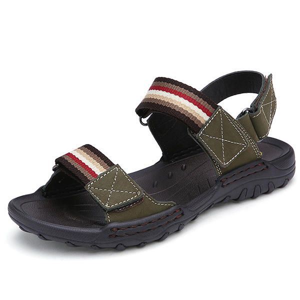 Heren Comfortabele Leren Klittenband Sandalen Strand Sandalen Schoenen