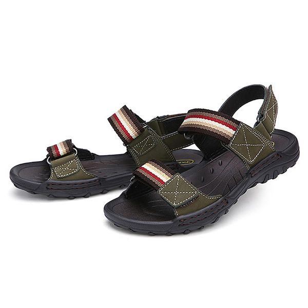 Heren Comfortabele Leren Klittenband Sandalen Strand Sandalen Schoenen