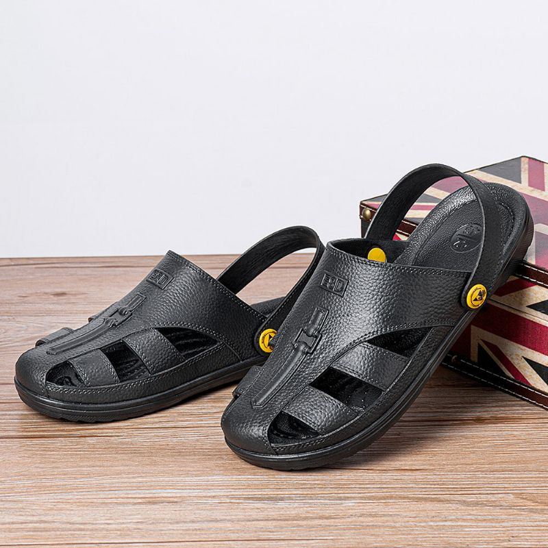 Heren Dicht Teen Ademend Pu Leer Visser Casual Sandalen