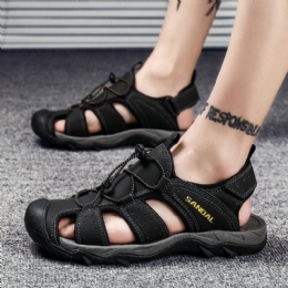 Heren Echt Leer Ademende Zachte Zolen Outdoor Strand Sandalen