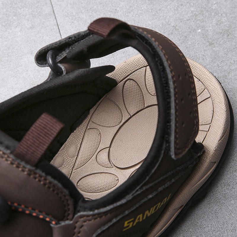 Heren Echt Leer Ademende Zachte Zolen Outdoor Strand Sandalen