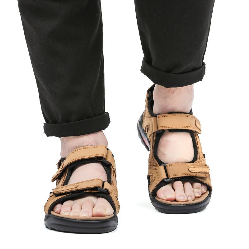 Heren Echt Leer Antislip Casual Soft Sole Outdoor Sandalen