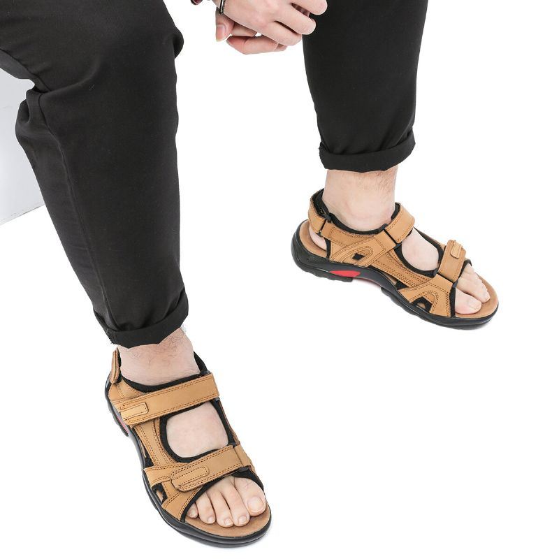 Heren Echt Leer Antislip Casual Soft Sole Outdoor Sandalen