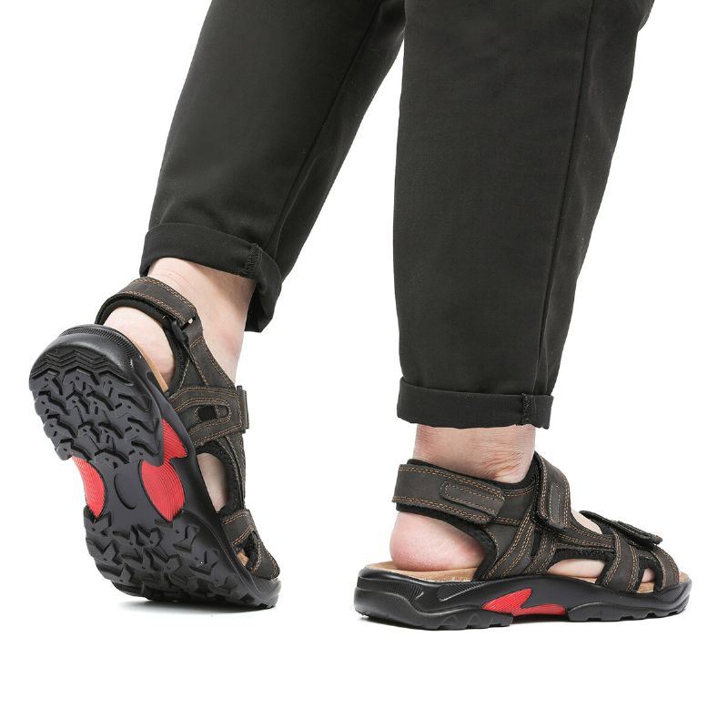 Heren Echt Leer Antislip Casual Soft Sole Outdoor Sandalen