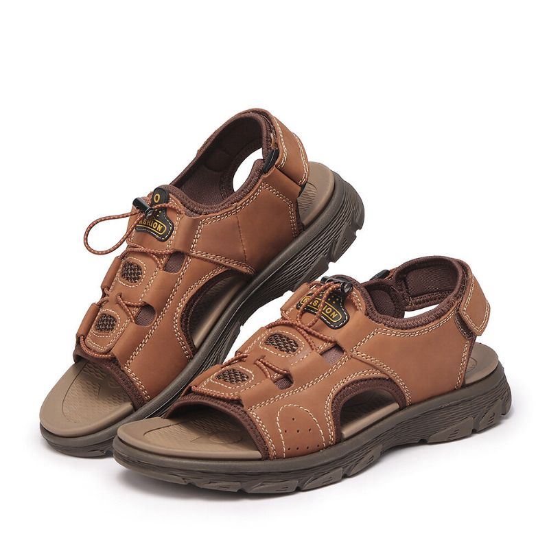 Heren Echt Leer Geopend Ademend Antislip Casual Outdoor Sandalen