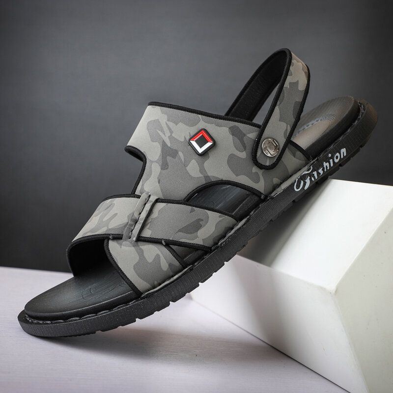 Heren Echt Leer Twee-weg Ademend Antislip Soft Casual Outdoor Sandalen