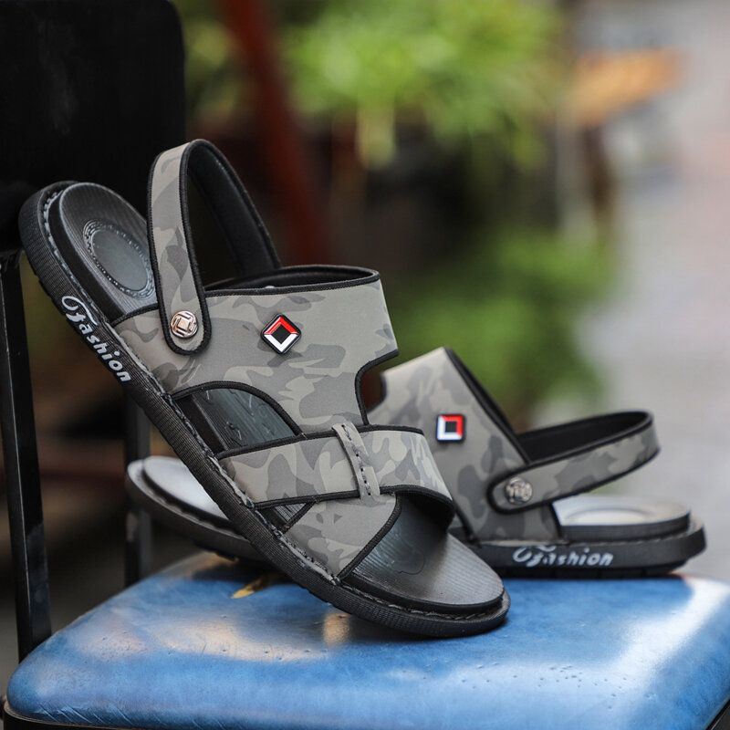 Heren Echt Leer Twee-weg Ademend Antislip Soft Casual Outdoor Sandalen