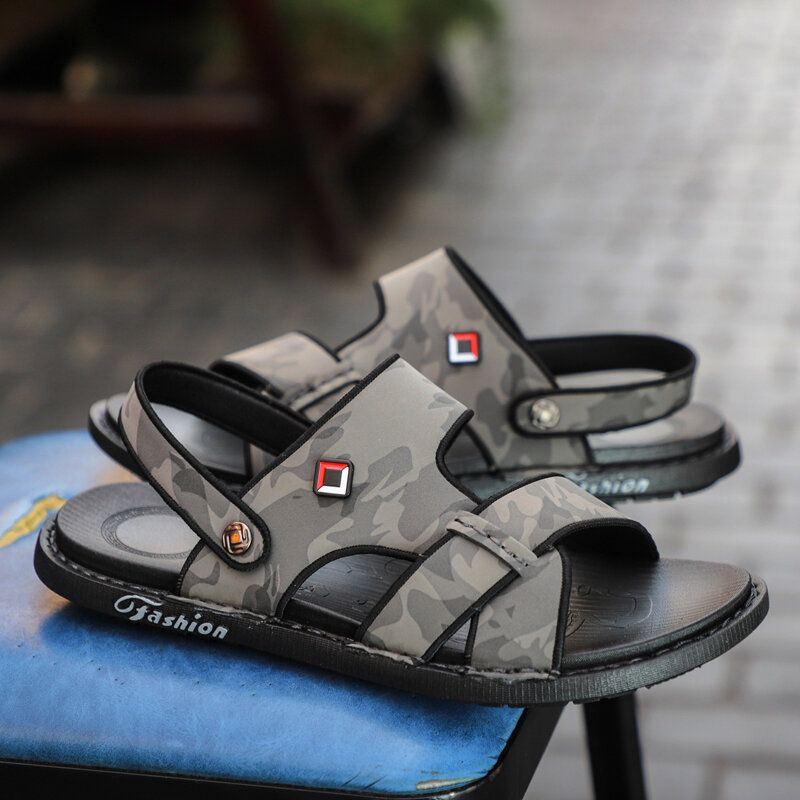 Heren Echt Leer Twee-weg Ademend Antislip Soft Casual Outdoor Sandalen