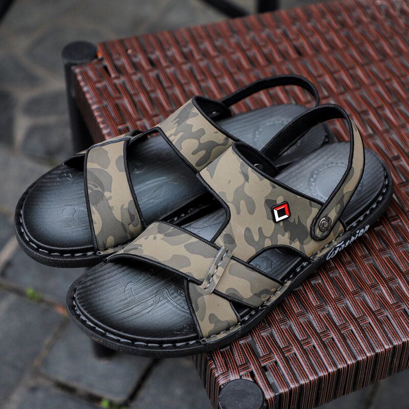 Heren Echt Leer Twee-weg Ademend Antislip Soft Casual Outdoor Sandalen