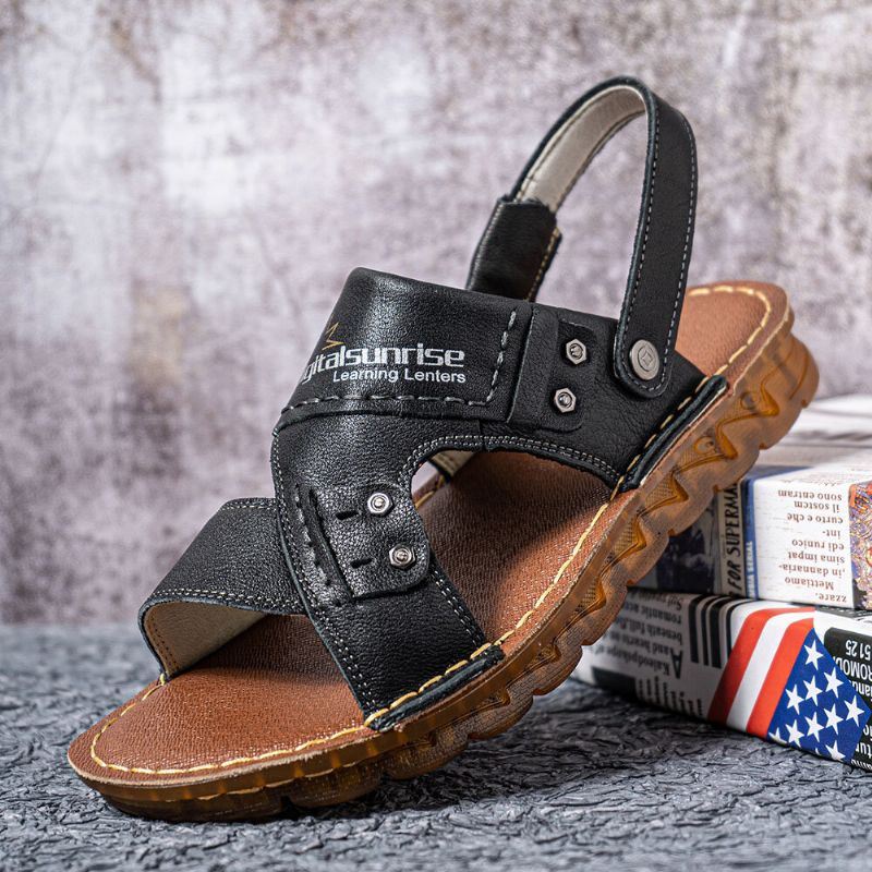 Heren Echt Leer Twee-weg Antislip Soft Casual Outdoor Sandalen