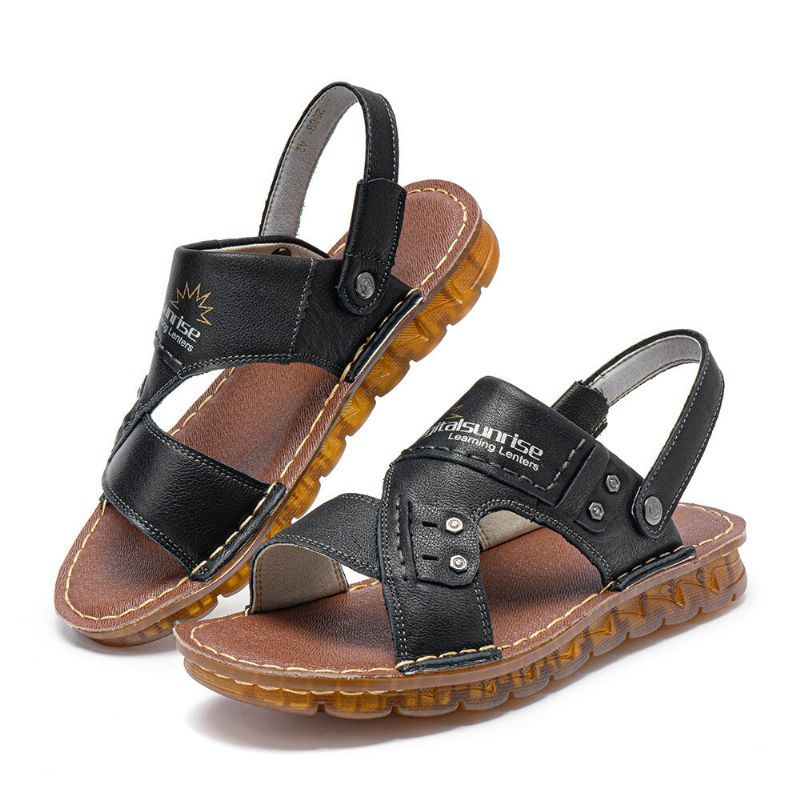 Heren Echt Leer Twee-weg Antislip Soft Casual Outdoor Sandalen