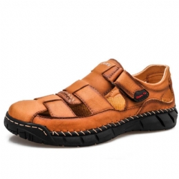 Heren Hand Stricing Comfortabele Ademende Casual Leren Sandalen