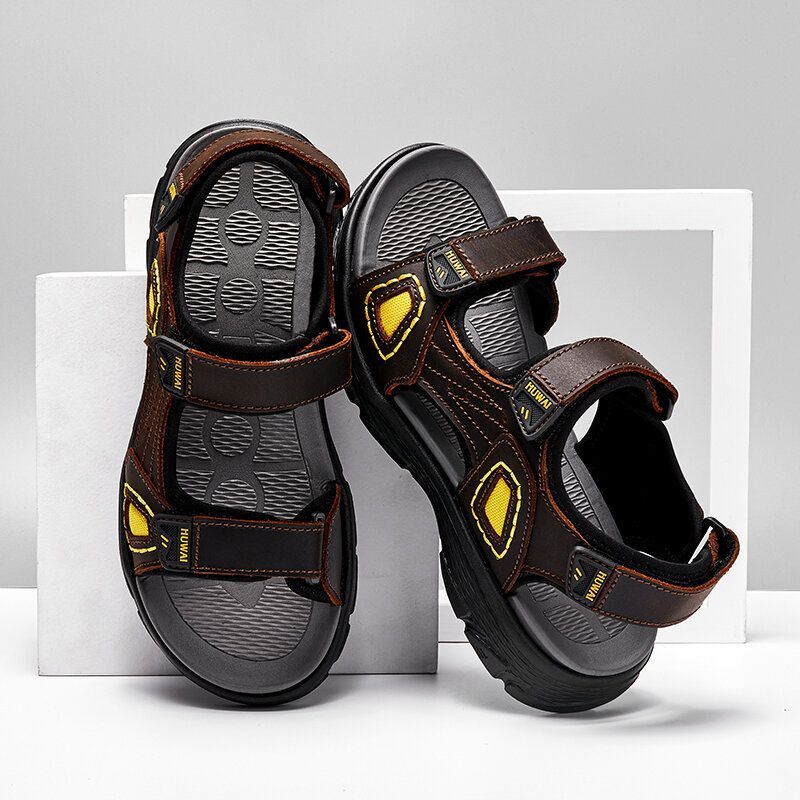 Heren Koeienhuid Ademend Antislip Geopend Strand Casual Outdoor Sandalen