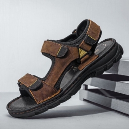 Heren Koeienhuid Ademend Antislip Geopend Strand Casual Outdoor Sandalen