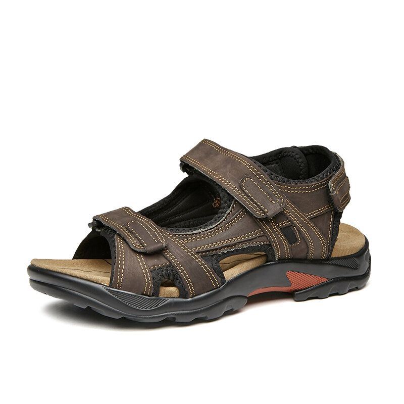 Heren Koeienhuid Ademend Antislip Open Teen Zachte Zool Strand Casual Outdoor Sandalen