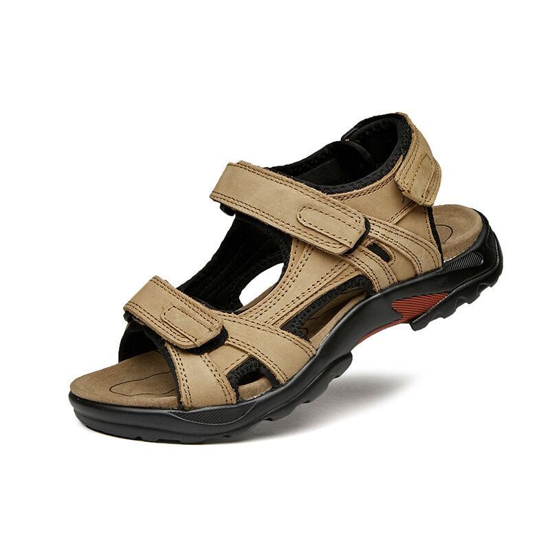 Heren Koeienhuid Ademend Antislip Open Teen Zachte Zool Strand Casual Outdoor Sandalen