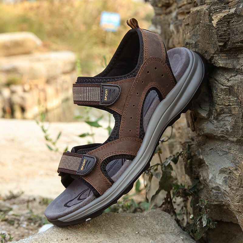 Heren Koeienhuid Ademend Geopend Antislip Comfortabele Casual Outdoor Sandalen