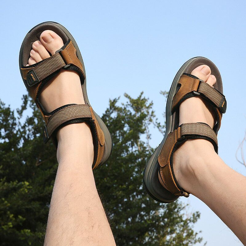 Heren Koeienhuid Ademend Geopend Antislip Comfortabele Casual Outdoor Sandalen