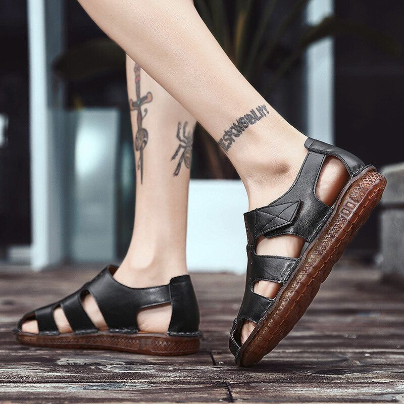 Heren Koeienhuid Ademend Gesloten Teen Antislip Comfortabele Casual Outdoor Sandalen