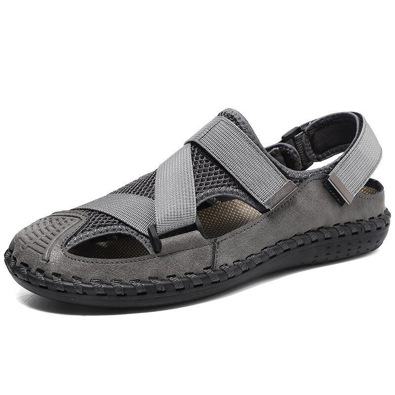 Heren Koeienhuid Ademend Gesloten Teen Antislip Soft Casual Outdoor Sandalen