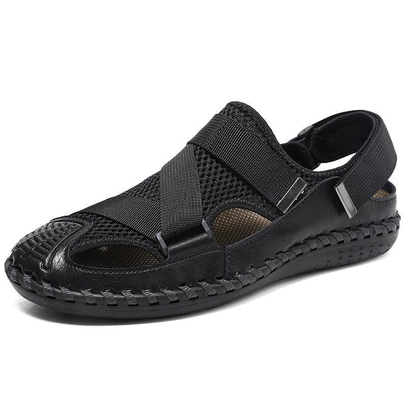 Heren Koeienhuid Ademend Gesloten Teen Antislip Soft Casual Outdoor Sandalen