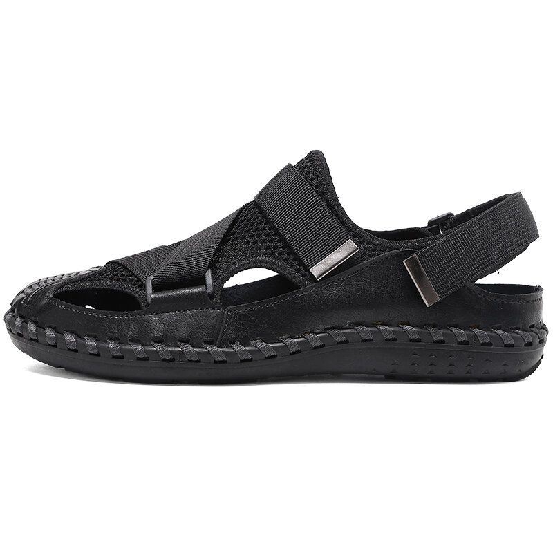 Heren Koeienhuid Ademend Gesloten Teen Antislip Soft Casual Outdoor Sandalen