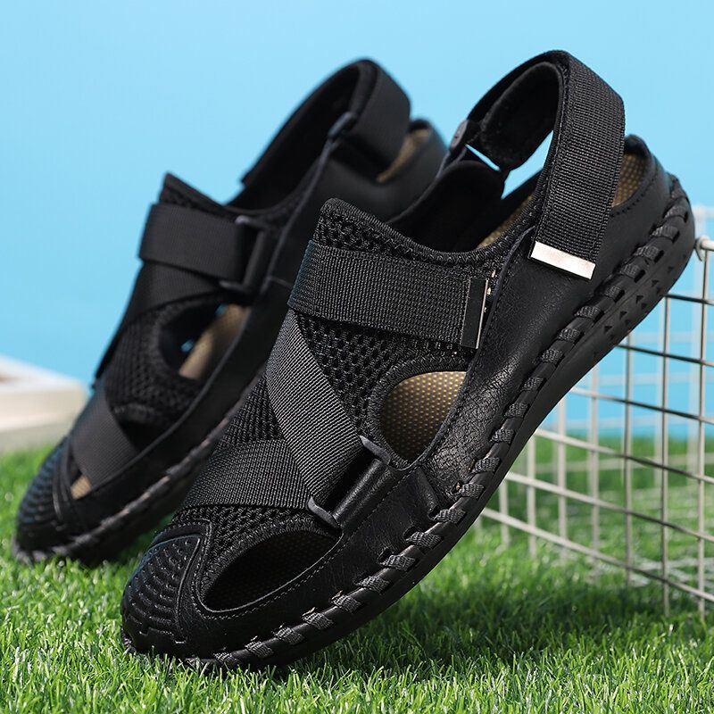 Heren Koeienhuid Ademend Gesloten Teen Antislip Soft Casual Outdoor Sandalen