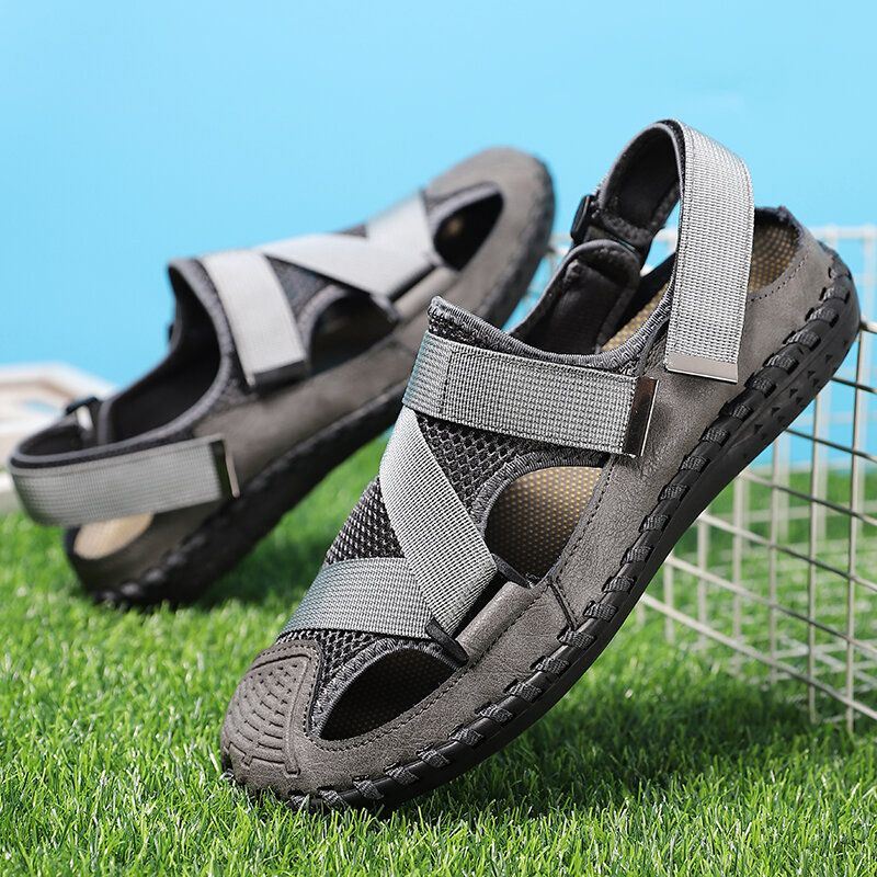 Heren Koeienhuid Ademend Gesloten Teen Antislip Soft Casual Outdoor Sandalen