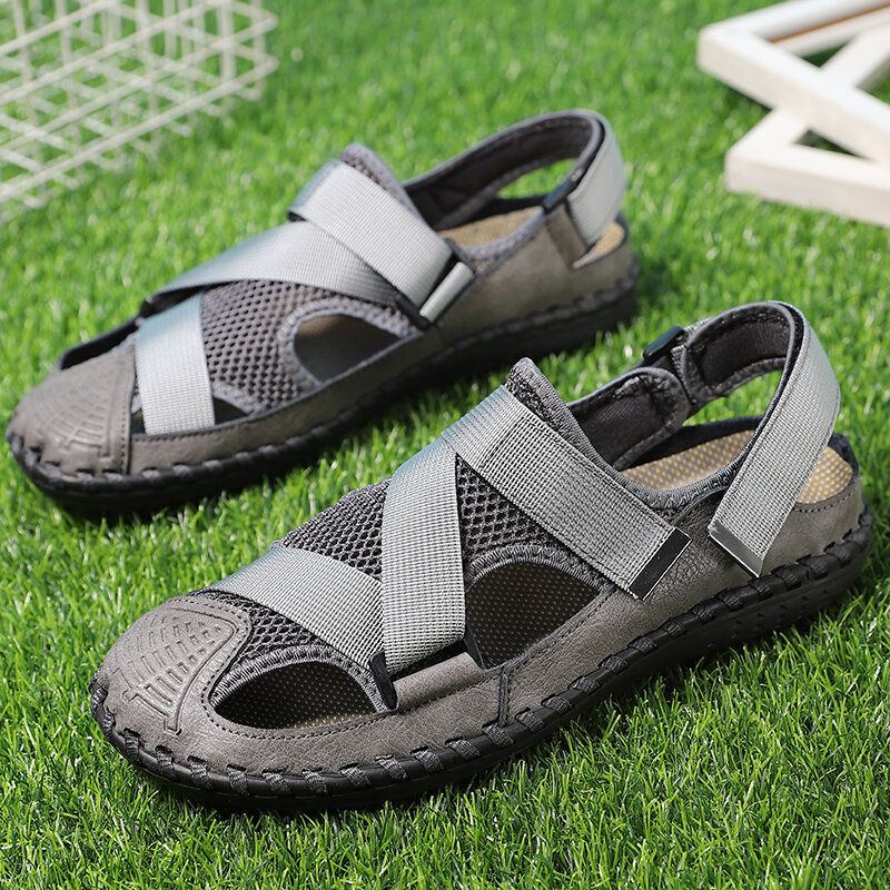 Heren Koeienhuid Ademend Gesloten Teen Antislip Soft Casual Outdoor Sandalen