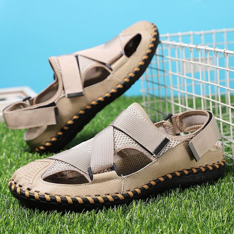 Heren Koeienhuid Ademend Gesloten Teen Antislip Soft Casual Outdoor Sandalen