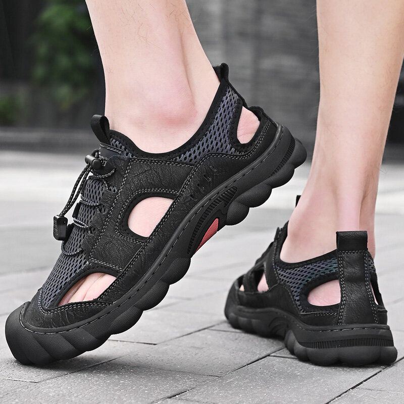 Heren Koeienhuid Ademend Mesh Soft Casual Outdoor Sandalen