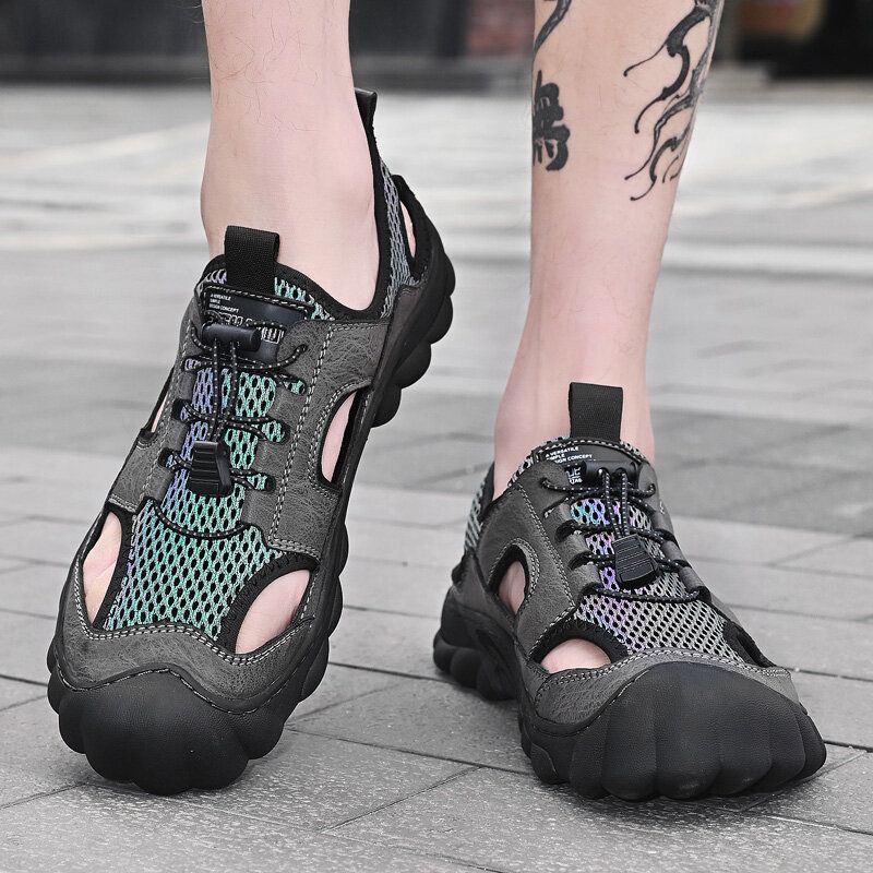 Heren Koeienhuid Ademend Mesh Soft Casual Outdoor Sandalen