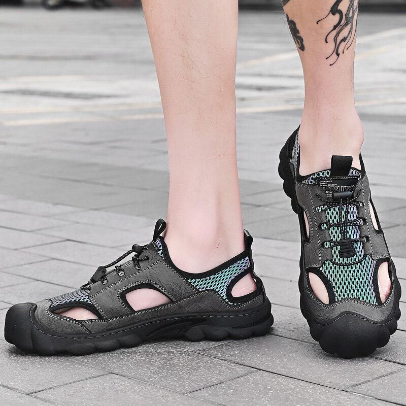 Heren Koeienhuid Ademend Mesh Soft Casual Outdoor Sandalen