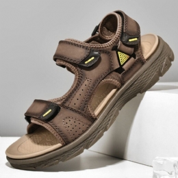 Heren Koeienhuid Ademend Zachte Bodem Antislip Geopend Outdoor Casual Sandalen